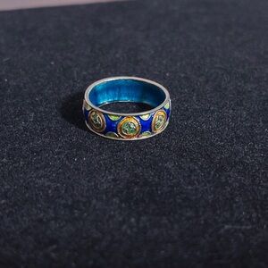 Vintage Blue Enamel Ring